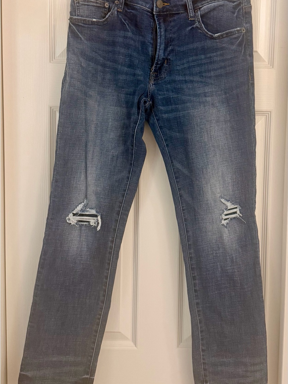 American Eagle Outfitters Men's Distressed Blue Slim Straight Jeans